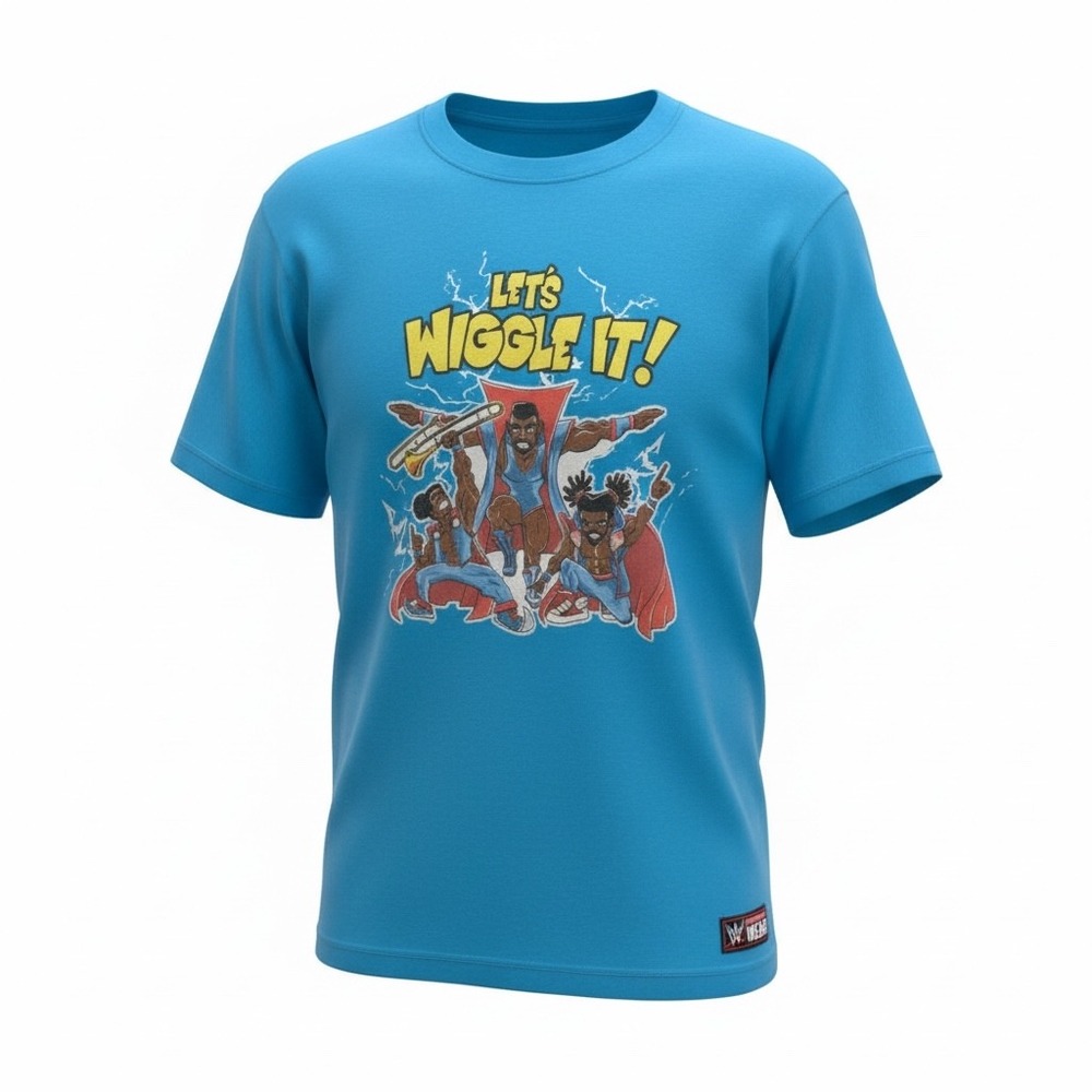 WWE The New Day Graphic T-Shirt Mens XL Blue Excellent Lets Wiggle It Wrestling